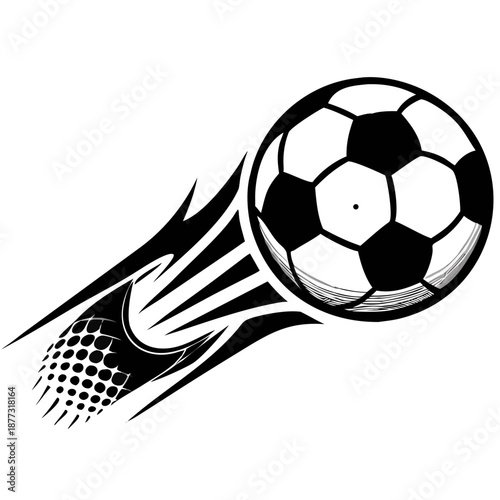 soccer ball kick icon silhouette illustration for football and sports action design
