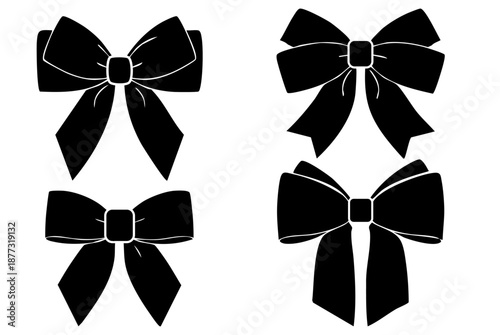 Elegant Red Ribbon Bow Vector Design for Gift Wrapping and Holiday Celebration Decoration