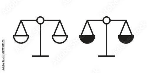 Balance scale icons on white background - editable stroke vector illustration for web and mobile