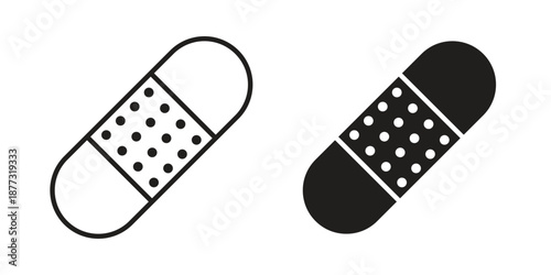 Band aid icons on white background - editable stroke vector illustration for web and mobile