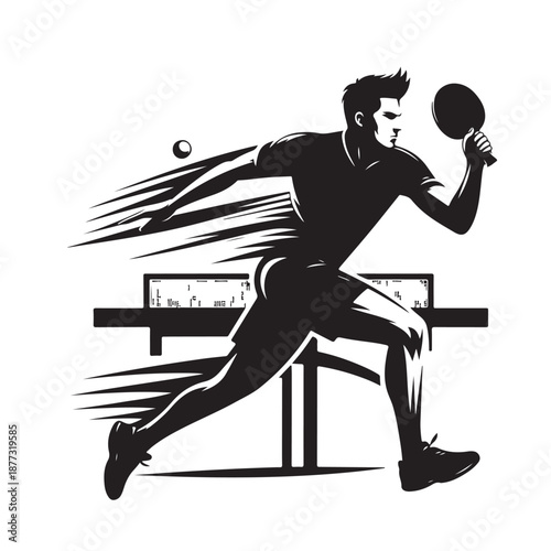 Table tennis player silhouette vector illustration
