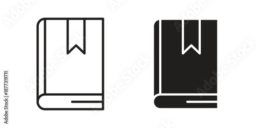 Book bookmark icons on white background - editable stroke vector illustration for web and mobile