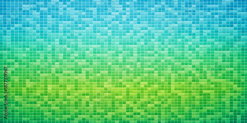 Seamless blue mosaic abstract background with square tile pattern and digital pixel texture design for a water pool or bathroom wall backdrop
