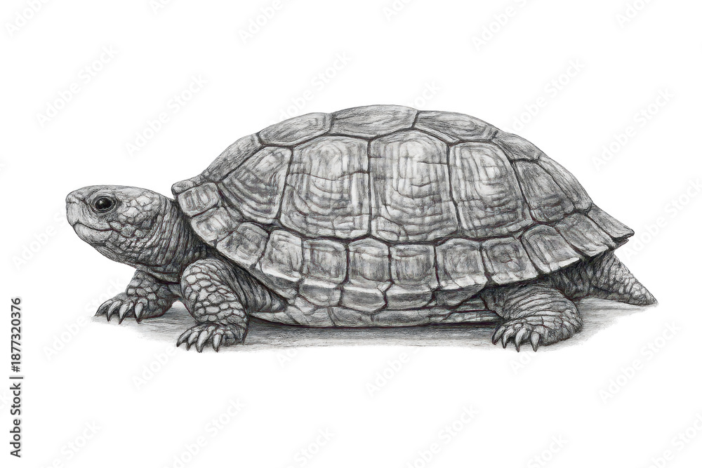 Obraz premium Detailed Turtle Illustration on transparent background, Animal Portrait