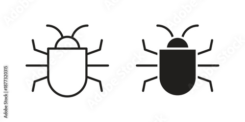 Bug icons on white background - editable stroke vector illustration for web and mobile