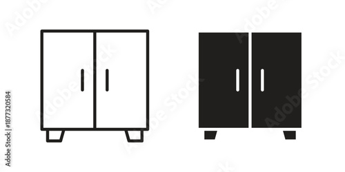 Cabinet icons on white background - editable stroke vector illustration for web and mobile