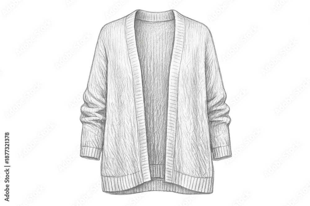 Fototapeta premium White knit cardigan with open front design, transparent background view.