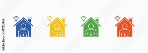 Remote Work Icon Set Color Multiple Style Collection Element For Design