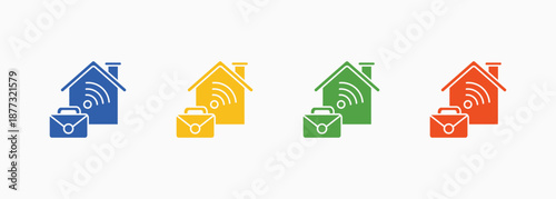 Work From Home Icon Set Color Multiple Style Collection Element For Design