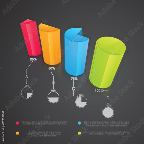 shiny colorful statistical 3d bars for your business reports and presentation