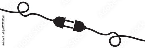 Electric socket with a plug. Connection and disconnection concept. Concept of 404 error connection.Electric plug and outlet socket unplugged.Wire,cable of energy disconnect vector illustration. eps 10