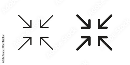 Compress icons on white background - editable stroke vector illustration for web and mobile