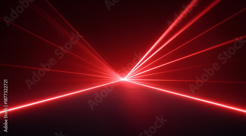 Red laser light on a black background 