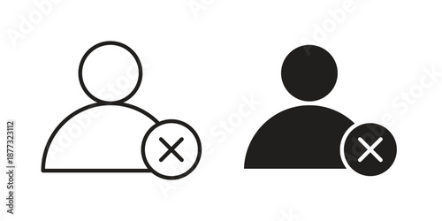 Delete user icons on white background - editable stroke vector illustration for web and mobile