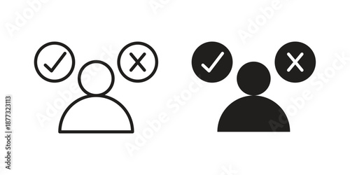 Decision icons on white background - editable stroke vector illustration for web and mobile