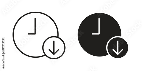 Down time icons on white background - editable stroke vector illustration for web and mobile
