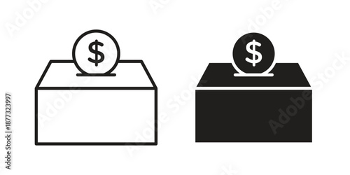 Donate icons on white background - editable stroke vector illustration for web and mobile