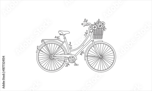 A vintage bicycle vector illustration features a black retro bike silhouette with an old frame and pedals isolated on a white background for cycling sports and classic vehicle transportation