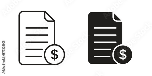 File invoice icons on white background - editable stroke vector illustration for web and mobile