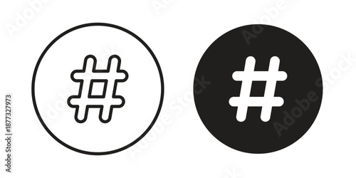 Hashtag icons on white background - editable stroke vector illustration for web and mobile