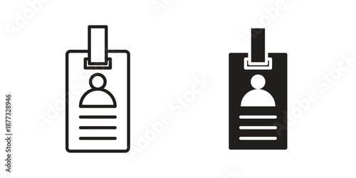 ID badge icons on white background - editable stroke vector illustration for web and mobile