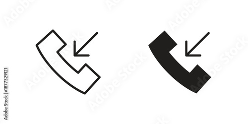Incoming Call icons on white background - editable stroke vector illustration for web and mobile
