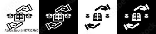 Academic Support Icon Set In Black And White Filled Style Collection 