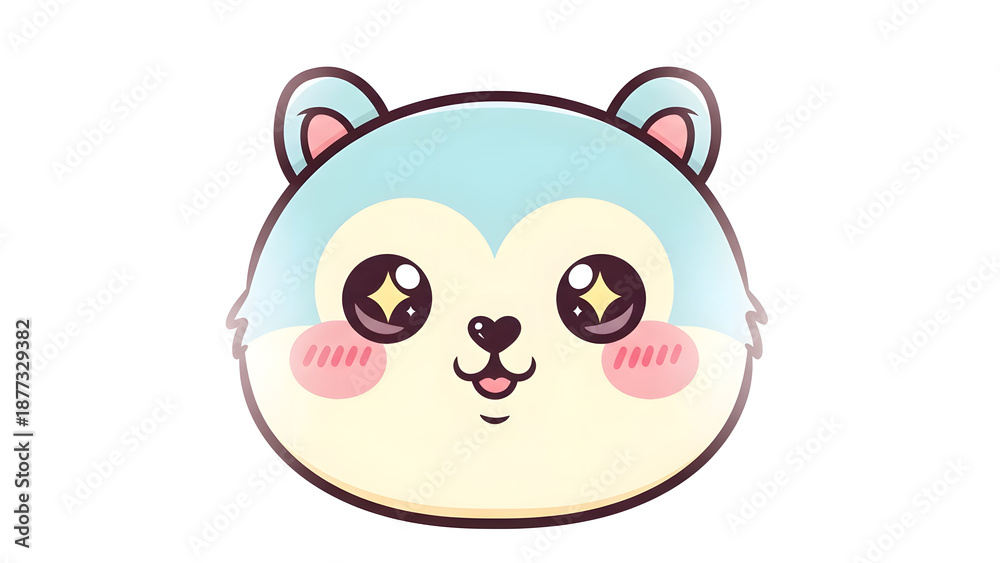 Fototapeta premium Sweet and cute animal face illustration for kids apparel and decor