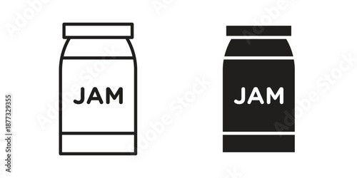 Jam icons on white background - editable stroke vector illustration for web and mobile