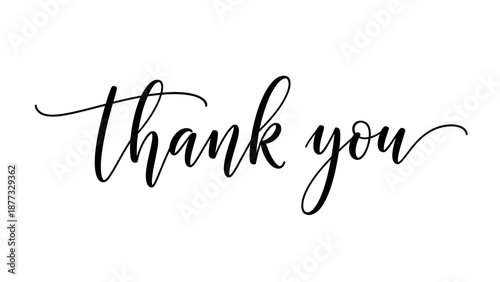 Elegant cursive thank you typography for wedding cards and appreciation