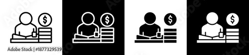 Study Finance Icon Set In Black And White Filled Style Collection 