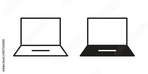 Laptop icons on white background - editable stroke vector illustration for web and mobile