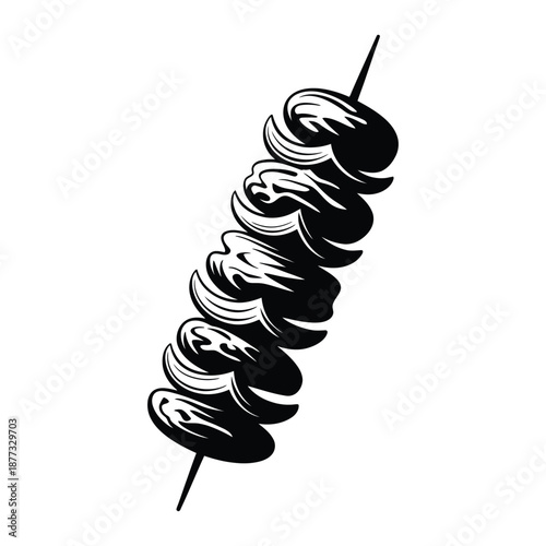 Rotating vertical kebab skewer Vector, Silhouette, Illustration