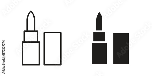 Lipstick icons on white background - editable stroke vector illustration for web and mobile