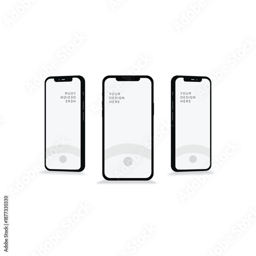 Realistic smartphone mockup. perspective mobile phone mockup with blank screen, Vector illustration