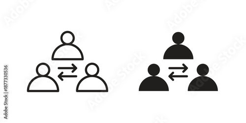 Mediator icons on white background - editable stroke vector illustration for web and mobile