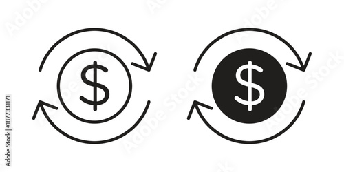 Money exchange icons on white background - editable stroke vector illustration for web and mobile