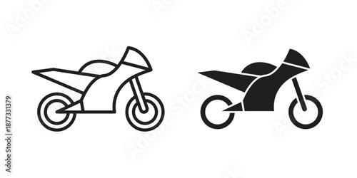 Motorcycle icons on white background - editable stroke vector illustration for web and mobile