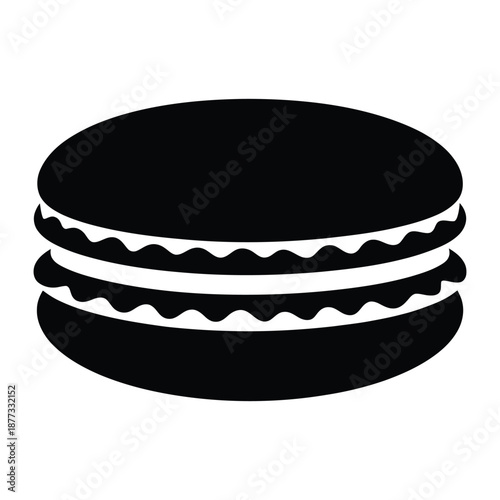 Macaron with filling visible Vector, Silhouette, Illustration