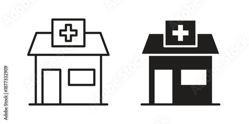 Pharmacy icons on white background - editable stroke vector illustration for web and mobile