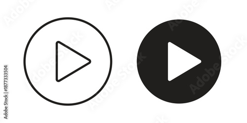 Free Download Play icons on white background - editable stroke vector illustration for web and mobile - GFXLoad