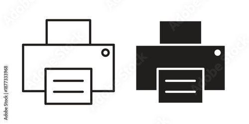 Print icons on white background - editable stroke vector illustration for web and mobile