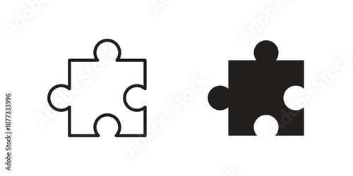 Puzzle icons on white background - editable stroke vector illustration for web and mobile