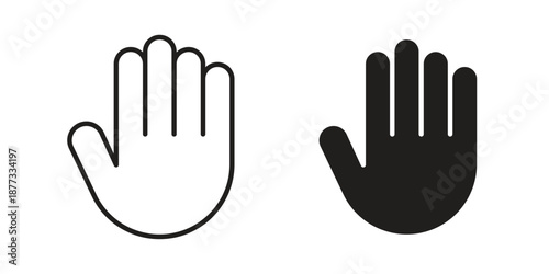 Raised hand icons on white background - editable stroke vector illustration for web and mobile