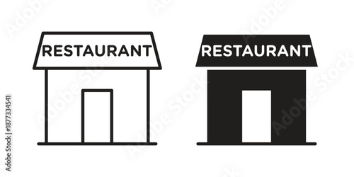 Restaurant icons on white background - editable stroke vector illustration for web and mobile