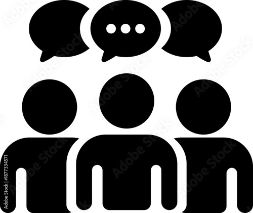 Wallpaper Mural Communication user chat icon in black flat style. People message talk symbol illustration, social support contact bubble vector for media interface design isolated on transparent background. Torontodigital.ca