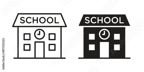 school icons on white background - editable stroke vector illustration for web and mobile