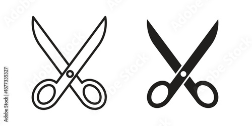 Scissors icons on white background - editable stroke vector illustration for web and mobile