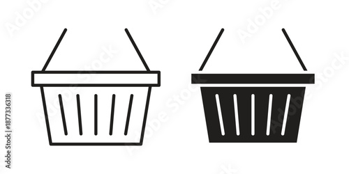 Shopping basket icons on white background - editable stroke vector illustration for web and mobile