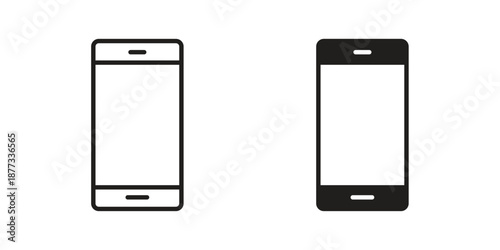 Smartphone icons on white background - editable stroke vector illustration for web and mobile